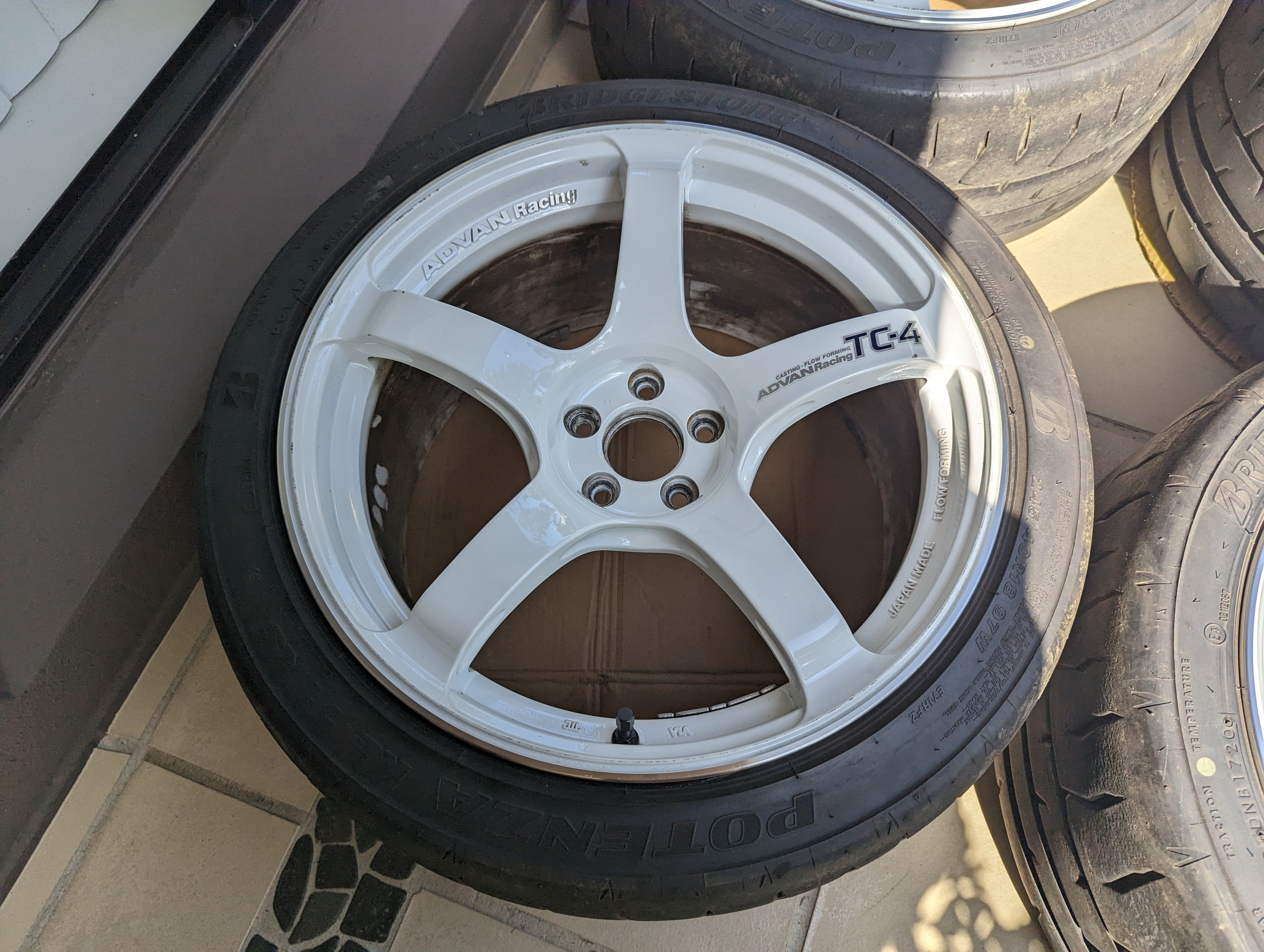 Yokohama Advan Racing TC-4 (Racing White) with Near New Bridgestone RE-71