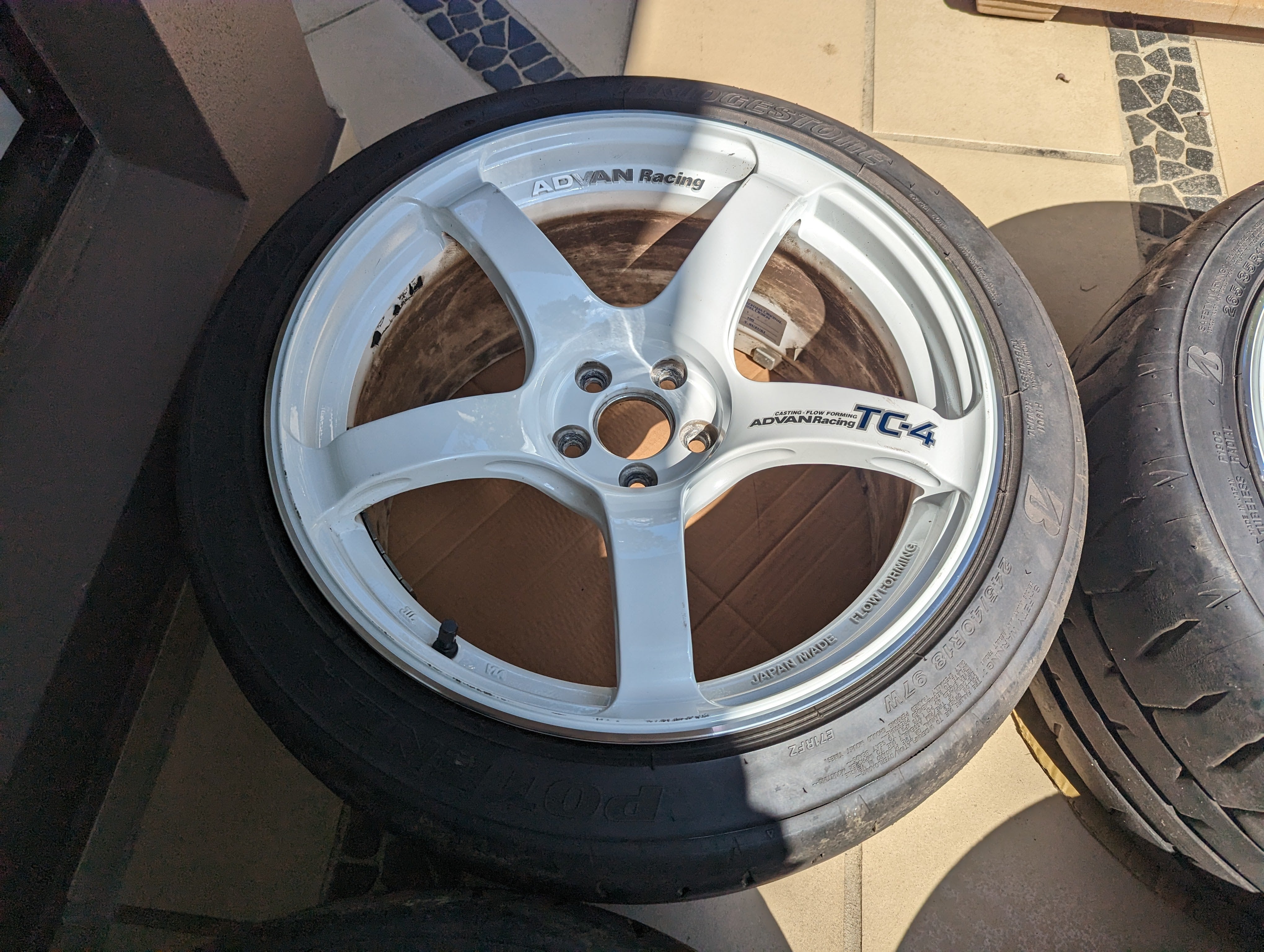 Yokohama Advan Racing TC-4 (Racing White) with Near New Bridgestone RE-71