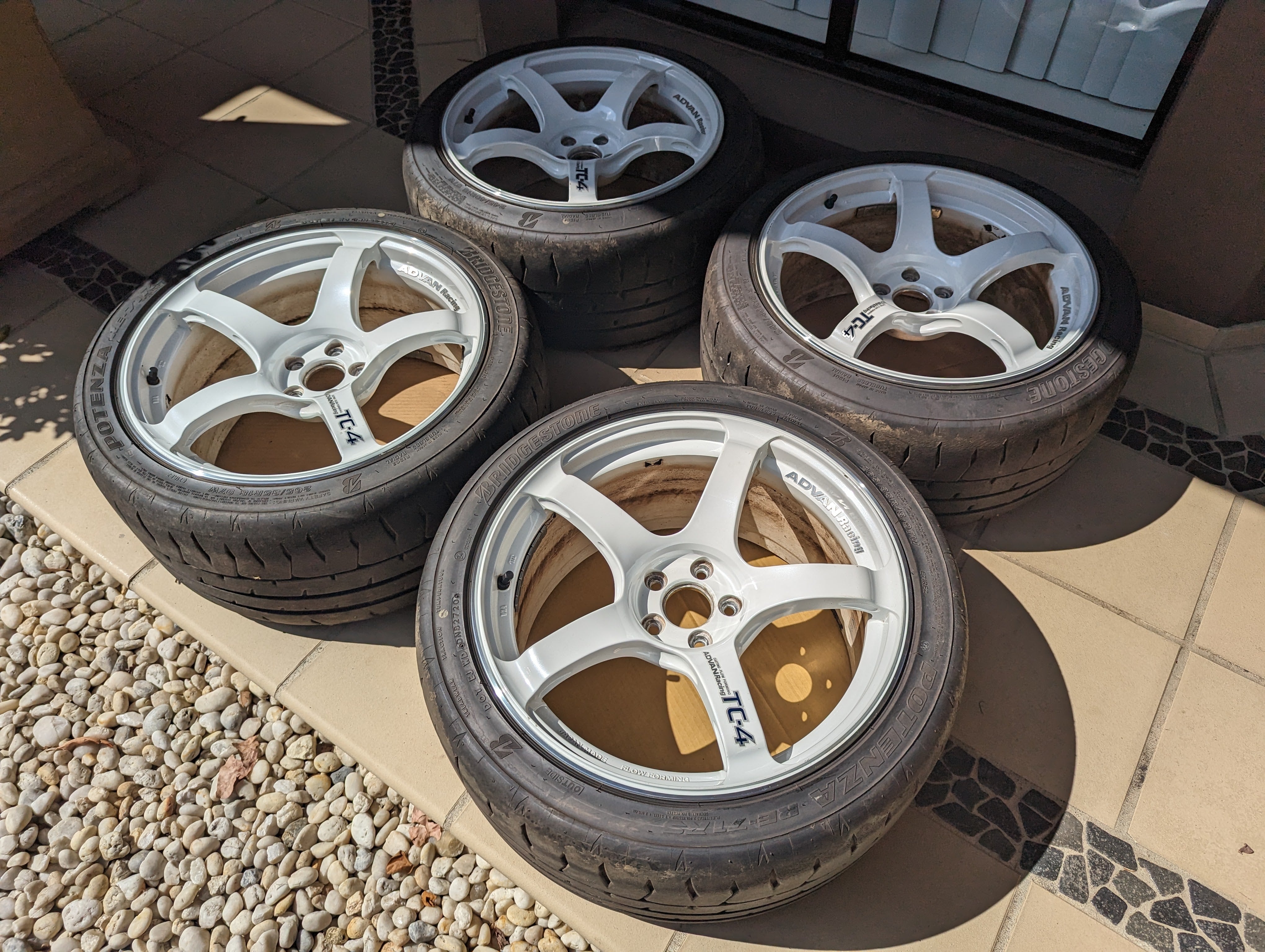 Yokohama Advan Racing TC-4 (Racing White) with Near New Bridgestone RE-71